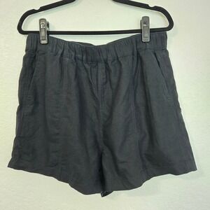 Madewell Black Linen Blend Elastic Waist Pull On Shorts Size Medium
